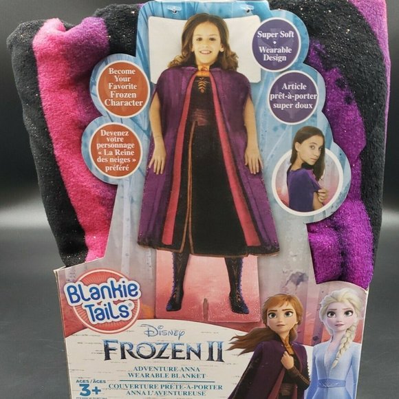 Disney Frozen II Kids Soft Blanket Adventure Anna Wearable Fleece Blankie Tails - Picture 1 of 7
